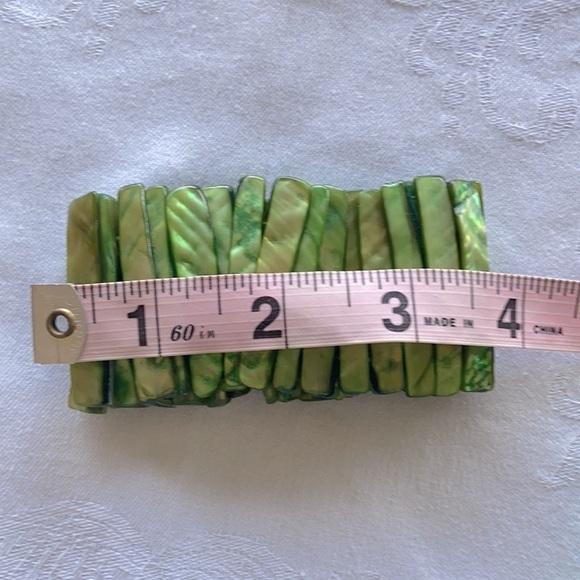 Brilliant Green Abalone Mother of Pearl & Stone Bead Necklace Bracelet Earrings - Picture 8 of 13